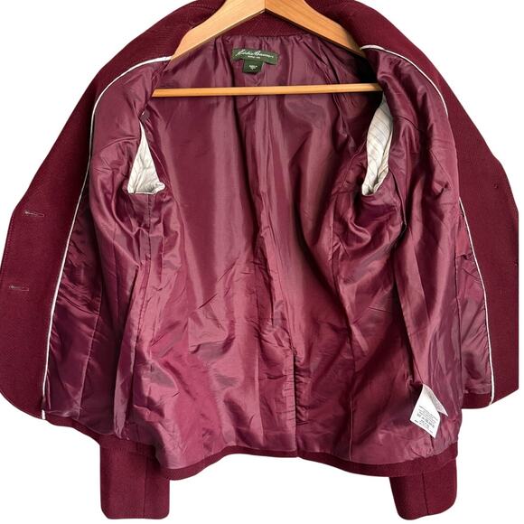 Eddie Bauer Wool Blazer Women’s 8 Burgundy Equestrian Academia Jacket - Picture 2 of 10